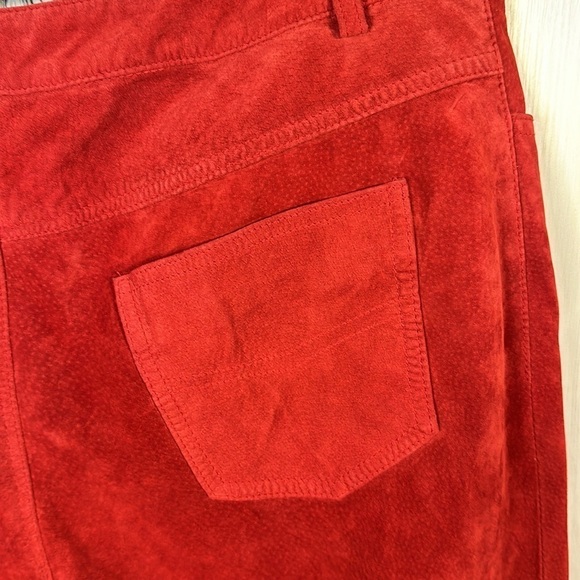 Red Suede Five Pocket Jeans Straight Leg Fully Lined Size M-L VINTAGE - Picture 7 of 10